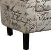 30 Inch Barrel Accent Chair with Half Oval Ottoman, Off White French Script