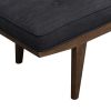 50 Inch Classic Bench, Button Tufted Taupe Fabric, Brown Wood Angled Legs