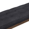 50 Inch Classic Bench, Button Tufted Taupe Fabric, Brown Wood Angled Legs