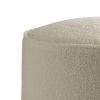 18 Inch Modern Foam Ottoman, Beige Faux Sheep Skin, Matte Black Metal Legs