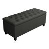 44 Inch Modern Lift Top Storage Bench, Button Tufted Seat, Charcoal Fabric