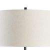 Nila 35 Inch Table Lamp, Antique Black Metal, 3 Way Switch, Drum Shade