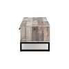 Vyne 53 Inch 2 Drawer Storage Bench, Whitewashed Gray, Black Metal Base