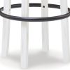 Zane 30 Inch Backless Swivel Barstool, Round White Seat, White Wood Frame