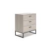 34 Inch Tall Nightstand Chest, 3 Spacious Drawers, Smooth Light Gray Finish