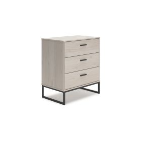 34 Inch Tall Nightstand Chest, 3 Spacious Drawers, Smooth Light Gray Finish