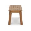 47 Inch Rectangular Bench, Natural Acacia Wood, Slatted Seat, Angled Legs