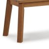 47 Inch Rectangular Bench, Natural Acacia Wood, Slatted Seat, Angled Legs