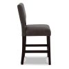 Naos 24 Inch Counter Height Stool, Set of 2, Gray Faux Leather, Brown Wood