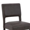 Naos 24 Inch Counter Height Stool, Set of 2, Gray Faux Leather, Brown Wood
