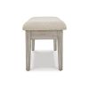 49 Inch Storage Bench, Tapered Block Legs, Beige Textured Fabric Seat