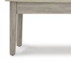 49 Inch Storage Bench, Tapered Block Legs, Beige Textured Fabric Seat