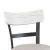 Zane 25 Inch Swivel Counter Height Stool, Round Cushioned Seat, White Wood