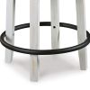 Zane 25 Inch Swivel Counter Height Stool, Round Cushioned Seat, White Wood