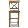 Shya 25 Inch Counter Stool, Set of 2, Crossed Back, Natural Brown Finish