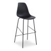 Mira 30 Inch Barstool, Set of 2, Curved Bucket Seat, Black Metal Frame