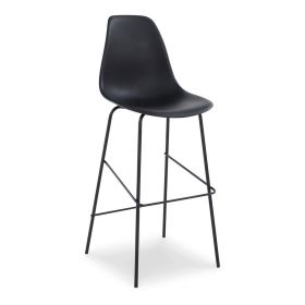 Mira 30 Inch Barstool, Set of 2, Curved Bucket Seat, Black Metal Frame