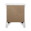 Nim 24 Inch 2 Drawer Nightstand, Classic Brass Bail Handles, White Wood