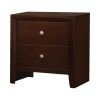 Edw 24 Inch Classic 2 Drawer Bedside Nightstand, Silver Knobs, Merlot Brown