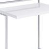 Dey 27 Inch Modern C Side Table, Gloss White Wood Top, Chrome Metal Base