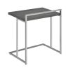 Dey 27 Inch C Shape Side End Table, Weathered Gray Top, Satin Nickel Metal