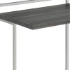Dey 27 Inch C Shape Side End Table, Weathered Gray Top, Satin Nickel Metal
