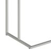 Dey 27 Inch C Shape Side End Table, Weathered Gray Top, Satin Nickel Metal