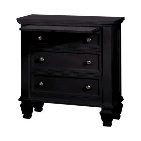Lila 30 Inch Nightstand with Slide Out Tray, Felt Lined Top Drawer, Black