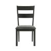 20 Inch Ladderback Dining Chair, Set of 2, Gray Fabric, Stained Black Frame