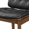18 Inch Dining Chair, Set of 2, Black Vegan Faux Leather, Tufted Seat