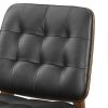 18 Inch Dining Chair, Set of 2, Black Vegan Faux Leather, Tufted Seat