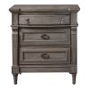 Ani 31 Inch 3 Drawer Nightstand, 2 USB Ports, Sand Blasted French Gray Wood
