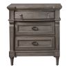 Ani 31 Inch 3 Drawer Nightstand, 2 USB Ports, Sand Blasted French Gray Wood