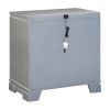 Axl 29 Inch 2 Drawer Nightstand, USB Ports, Embossed, Mirror Trim, Silver