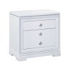 Axl 29 Inch 2 Drawer Nightstand, USB Ports, Embossed, Mirror Trim, White