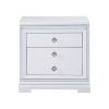 Axl 29 Inch 2 Drawer Nightstand, USB Ports, Embossed, Mirror Trim, White