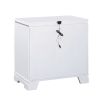 Axl 29 Inch 2 Drawer Nightstand, USB Ports, Embossed, Mirror Trim, White