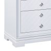 Axl 29 Inch 2 Drawer Nightstand, USB Ports, Embossed, Mirror Trim, White