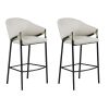 Fil 30 Inch Sloped Arm Barstools, Set of 2, Padded Curved Back, Beige Linen