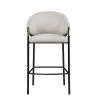 Fil 30 Inch Sloped Arm Barstools, Set of 2, Padded Curved Back, Beige Linen