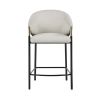 Fil 27 Inch Counter Height Stools, Set of 2, Padded Curved Back, Beige Linen