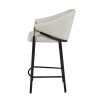 Fil 27 Inch Counter Height Stools, Set of 2, Padded Curved Back, Beige Linen