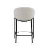 Fil 27 Inch Counter Height Stools, Set of 2, Padded Curved Back, Beige Linen