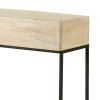 46 Inch 2 Drawer Console Table with Open Shelf, Sleek Straight Legs, Black