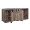 Rick 60 Inch TV Media Entertainment Console, 2 Farmhouse Barn Doors, Gray