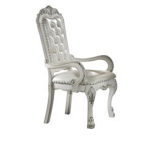 Aurora 27 Inch Executive Office Chair, Faux Leather, Tufted, Bone White