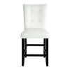 Nok 25 Inch Counter Chair, Set of 2, Button Tufted Back, White, Black