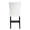 Nok 25 Inch Counter Chair, Set of 2, Button Tufted Back, White, Black