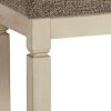 65 Inch Two Tone Dining Bench, Woven Fabric Cushion, Vintage White Wood
