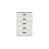 Wisp 46 Inch Tall Dresser Chest, 5 Drawers, Rustic Smooth White Finish